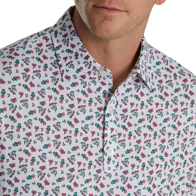 Mini Floral Lisle Self Collar Mini Floral Lisle Self Collar -Footjoy FJ 25379 04