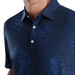 Jungle Leaf Print Lisle Self Collar -Footjoy FJ 28040 04