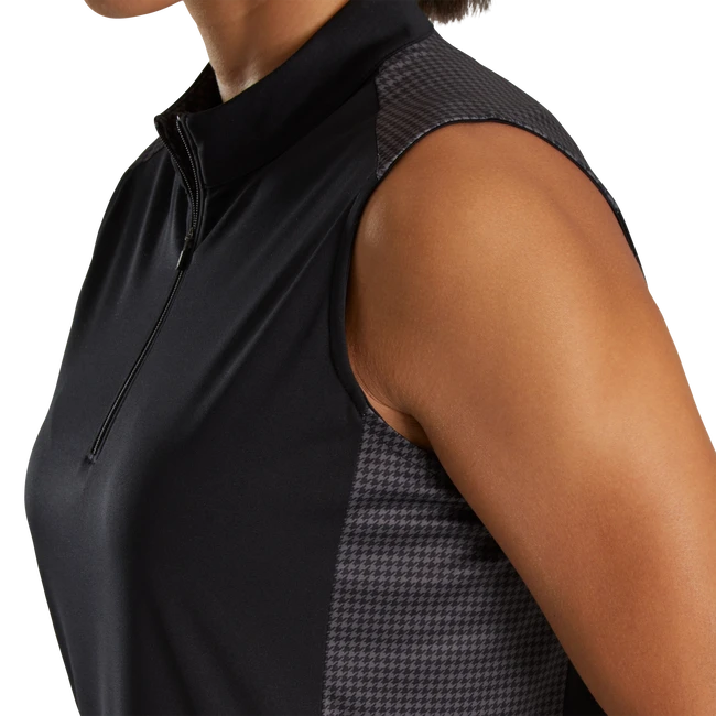 1/4 Zip Houndstooth Trim Women 1/4 Zip Houndstooth Trim Women -Footjoy FJ 28274 04