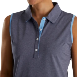 Pique Sleeveless Houndstooth Trim Shirt Women -Footjoy FJ 28275 04