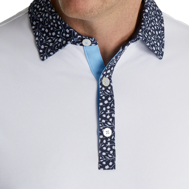 Pique Tulip Trim Stretch Lisle Collar Pique Tulip Trim Stretch Lisle Collar -Footjoy FJ 28456 04