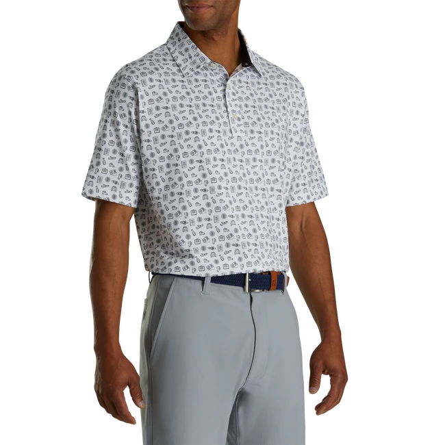 Lisle Travel Print Self Collar Lisle Travel Print Self Collar -Footjoy FJ 28490 02