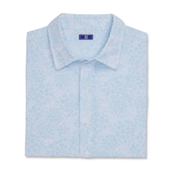 Micro-Floral Short Sleeve Performance Woven