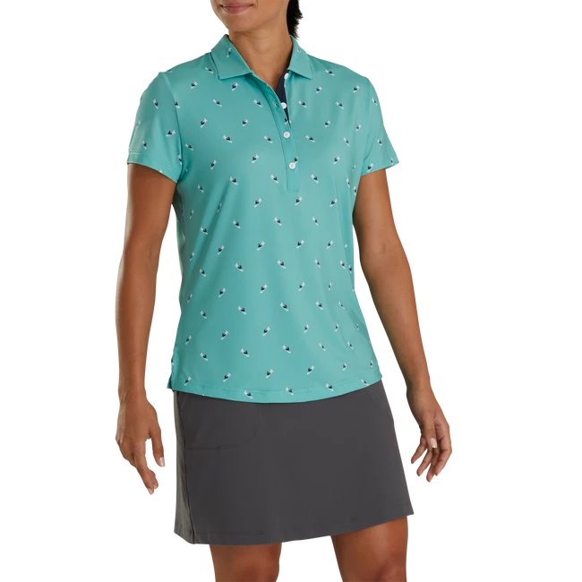 Shoe Print Lisle Self Collar Women Shoe Print Lisle Self Collar Women -Footjoy FJ 28958 01