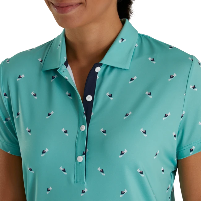 Shoe Print Lisle Self Collar Women Shoe Print Lisle Self Collar Women -Footjoy FJ 28958 03