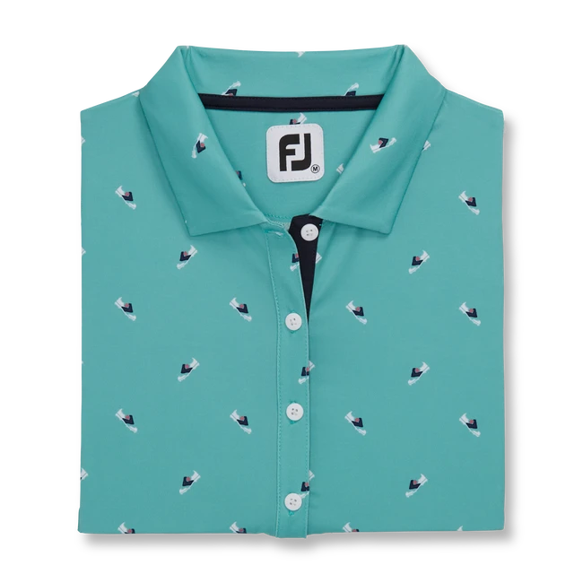 Shoe Print Lisle Self Collar Women Shoe Print Lisle Self Collar Women -Footjoy FJ 28958 04