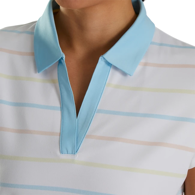 Cap Sleeve Birdseye Stripe Women Cap Sleeve Birdseye Stripe Women -Footjoy FJ 29798 03